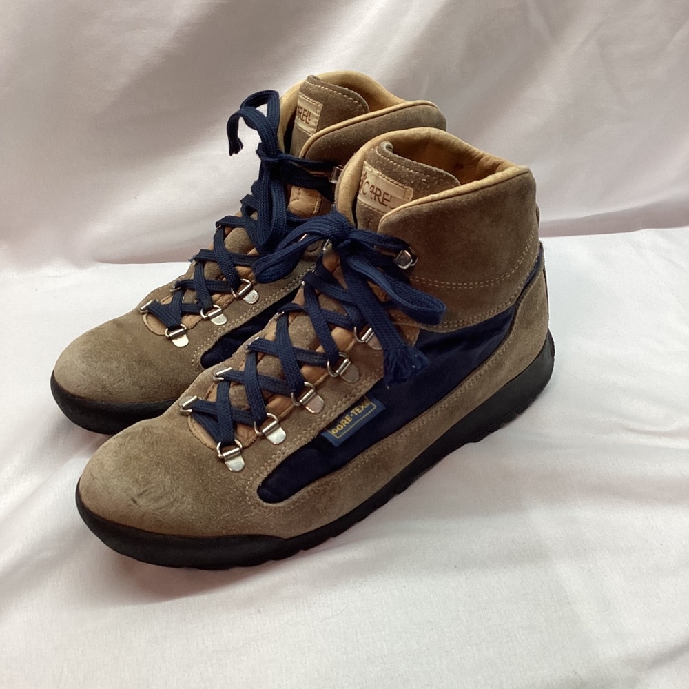 Vtg Carell Gore-Tex Mens 8 Hiking Boots Suede Leather Italy Brown Skywalk Sole
